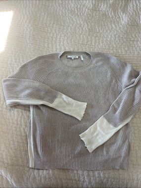 Helmut Lang Crewneck Sweater with Cream Cuff Detail
